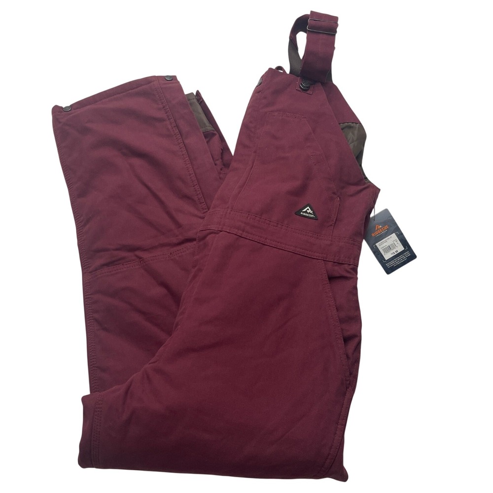 NEW Ridgecut Sanded Duck Insulated Bibs Women Large Windsor Wine‎ Work Overalls